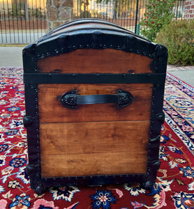 Antique Steamer Trunk Chest Blanket Box Domed Hump Back Oak Refurbished