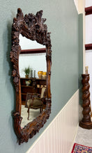Load image into Gallery viewer, Antique French Rococo Mirror Framed Hanging Wall Mirror Rectangular Carved Oak