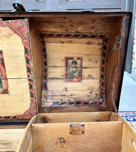 Antique Steamer Trunk Chest Blanket Box Domed Hump Back Oak Refurbished