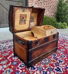 Antique Steamer Trunk Chest Blanket Box Domed Hump Back Oak Refurbished