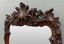 Load image into Gallery viewer, Antique French Rococo Mirror Framed Hanging Wall Mirror Rectangular Carved Oak