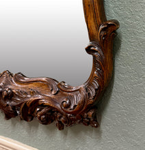 Load image into Gallery viewer, Antique French Rococo Mirror Framed Hanging Wall Mirror Rectangular Carved Oak