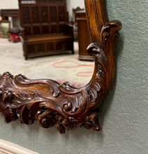 Load image into Gallery viewer, Antique French Rococo Mirror Framed Hanging Wall Mirror Rectangular Carved Oak