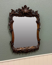 Load image into Gallery viewer, Antique French Rococo Mirror Framed Hanging Wall Mirror Rectangular Carved Oak