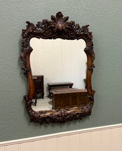 Load image into Gallery viewer, Antique French Rococo Mirror Framed Hanging Wall Mirror Rectangular Carved Oak