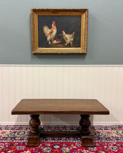 Load image into Gallery viewer, Antique French Farmhouse Coffee Table Bench Baluster Pedestal Oak c.1930s