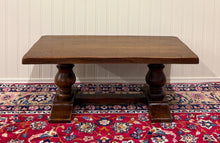 Load image into Gallery viewer, Antique French Farmhouse Coffee Table Bench Baluster Pedestal Oak c.1930s