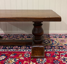 Load image into Gallery viewer, Antique French Farmhouse Coffee Table Bench Baluster Pedestal Oak c.1930s