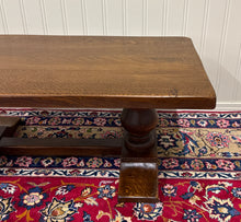 Load image into Gallery viewer, Antique French Farmhouse Coffee Table Bench Baluster Pedestal Oak c.1930s