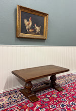 Load image into Gallery viewer, Antique French Farmhouse Coffee Table Bench Baluster Pedestal Oak c.1930s