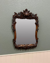 Load image into Gallery viewer, Antique French Rococo Mirror Framed Hanging Wall Mirror Rectangular Carved Oak