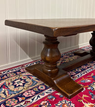 Load image into Gallery viewer, Antique French Farmhouse Coffee Table Bench Baluster Pedestal Oak c.1930s