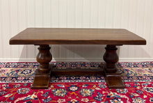 Load image into Gallery viewer, Antique French Farmhouse Coffee Table Bench Baluster Pedestal Oak c.1930s