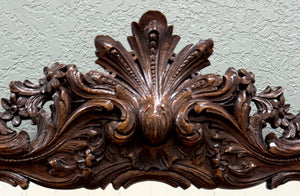 Antique French Rococo Mirror Framed Hanging Wall Mirror Rectangular Carved Oak