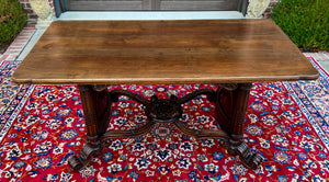 Antique French Table Dining Breakfast Table Writing Desk Carved Oak SUPERB