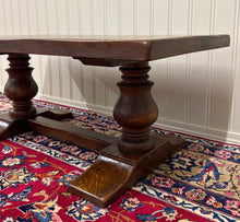Load image into Gallery viewer, Antique French Farmhouse Coffee Table Bench Baluster Pedestal Oak c.1930s