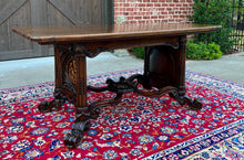 Load image into Gallery viewer, Antique French Table Dining Breakfast Table Writing Desk Carved Oak SUPERB