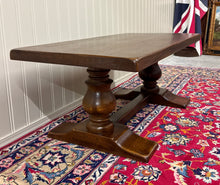 Load image into Gallery viewer, Antique French Farmhouse Coffee Table Bench Baluster Pedestal Oak c.1930s