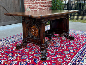 Antique French Table Dining Breakfast Table Writing Desk Carved Oak SUPERB