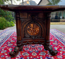 Load image into Gallery viewer, Antique French Table Dining Breakfast Table Writing Desk Carved Oak SUPERB