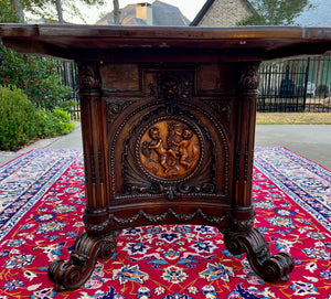 Antique French Table Dining Breakfast Table Writing Desk Carved Oak SUPERB