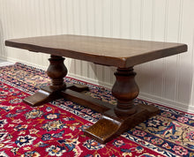 Load image into Gallery viewer, Antique French Farmhouse Coffee Table Bench Baluster Pedestal Oak c.1930s