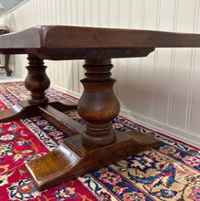 Load image into Gallery viewer, Antique French Farmhouse Coffee Table Bench Baluster Pedestal Oak c.1930s