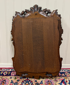 Antique French Rococo Mirror Framed Hanging Wall Mirror Rectangular Carved Oak