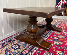Load image into Gallery viewer, Antique French Farmhouse Coffee Table Bench Baluster Pedestal Oak c.1930s