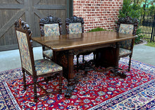 Load image into Gallery viewer, Antique French Table Dining Breakfast Table Writing Desk Carved Oak SUPERB