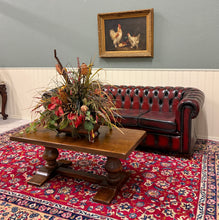 Load image into Gallery viewer, Antique French Farmhouse Coffee Table Bench Baluster Pedestal Oak c.1930s