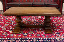 Load image into Gallery viewer, Antique French Farmhouse Coffee Table Bench Baluster Pedestal Oak c.1930s