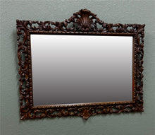 Load image into Gallery viewer, Antique French Mirror Framed Beveled LARGE Rectangular Oak Renaissance c. 1900