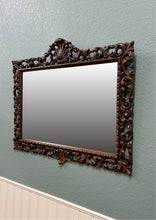Load image into Gallery viewer, Antique French Mirror Framed Beveled LARGE Rectangular Oak Renaissance c. 1900
