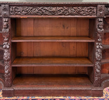 Load image into Gallery viewer, Antique French Renaissance Revival Style Carved Bookcase Bookshelf Oak c.1890s