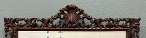 Antique French Mirror Framed Beveled LARGE Rectangular Oak Renaissance c. 1900