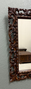 Antique French Mirror Framed Beveled LARGE Rectangular Oak Renaissance c. 1900