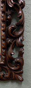 Antique French Mirror Framed Beveled LARGE Rectangular Oak Renaissance c. 1900