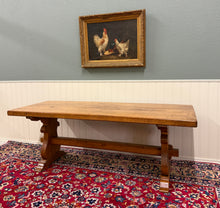 Load image into Gallery viewer, Antique French Country Farm Dining Table Farmhouse Trestle Base Honey Oak 1930s