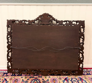 Antique French Mirror Framed Beveled LARGE Rectangular Oak Renaissance c. 1900