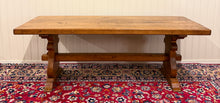 Load image into Gallery viewer, Antique French Country Farm Dining Table Farmhouse Trestle Base Honey Oak 1930s