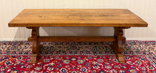 Load image into Gallery viewer, Antique French Country Farm Dining Table Farmhouse Trestle Base Honey Oak 1930s