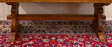 Load image into Gallery viewer, Antique French Country Farm Dining Table Farmhouse Trestle Base Honey Oak 1930s