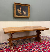 Load image into Gallery viewer, Antique French Country Farm Dining Table Farmhouse Trestle Base Honey Oak 1930s