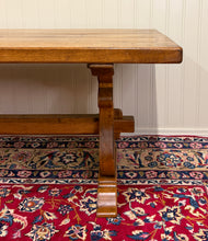 Load image into Gallery viewer, Antique French Country Farm Dining Table Farmhouse Trestle Base Honey Oak 1930s
