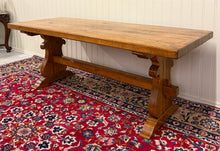 Load image into Gallery viewer, Antique French Country Farm Dining Table Farmhouse Trestle Base Honey Oak 1930s