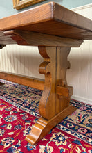 Load image into Gallery viewer, Antique French Country Farm Dining Table Farmhouse Trestle Base Honey Oak 1930s