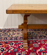 Load image into Gallery viewer, Antique French Country Farm Dining Table Farmhouse Trestle Base Honey Oak 1930s