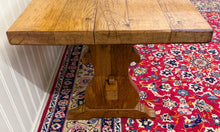 Load image into Gallery viewer, Antique French Country Farm Dining Table Farmhouse Trestle Base Honey Oak 1930s