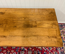 Load image into Gallery viewer, Antique French Country Farm Dining Table Farmhouse Trestle Base Honey Oak 1930s